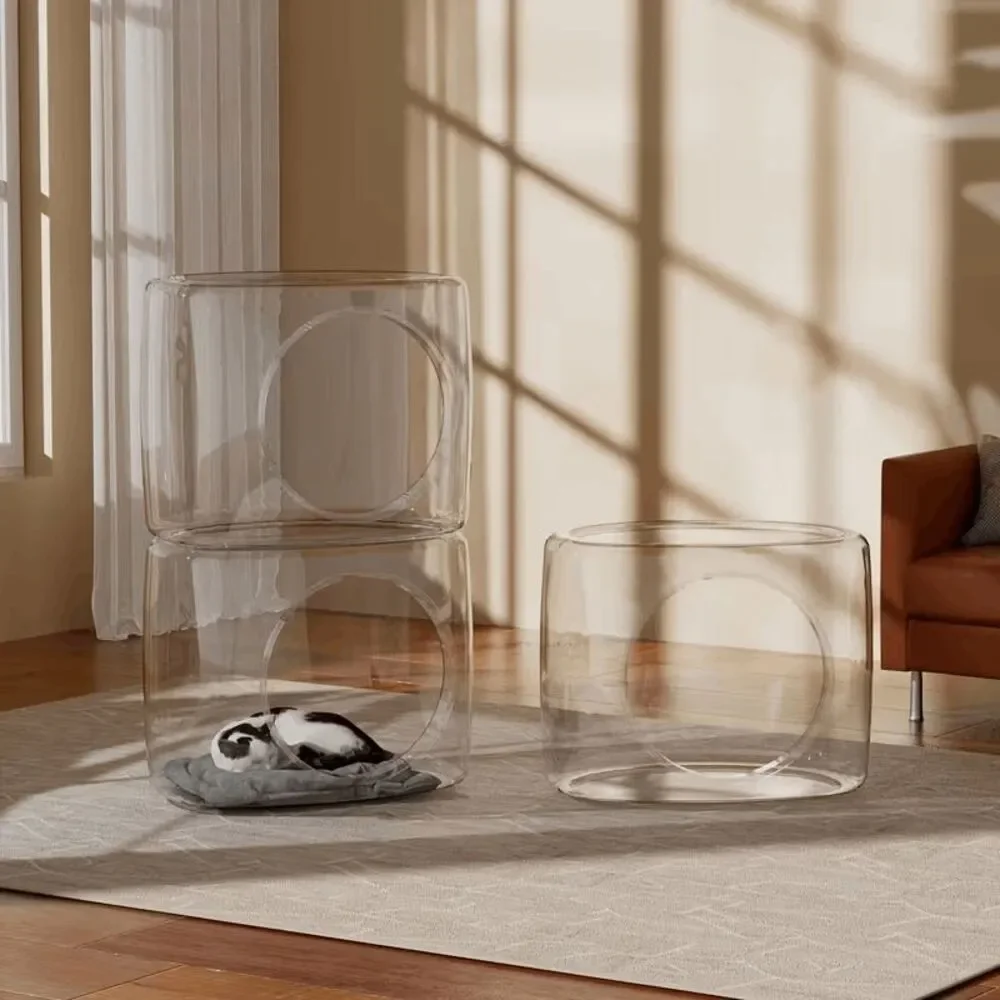 Acrylic Transparent Space Capsule Indoor Pet Cat Bed Clear 13.78